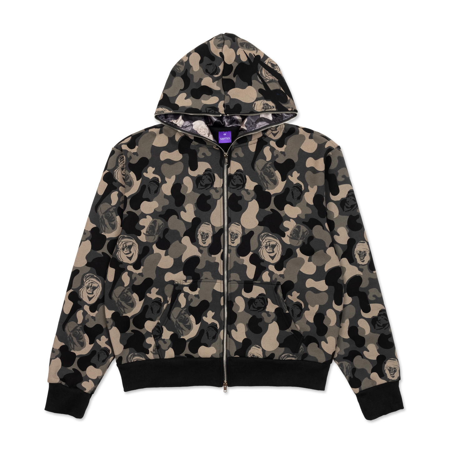 Camo Full Zip Hoodie (Stone)